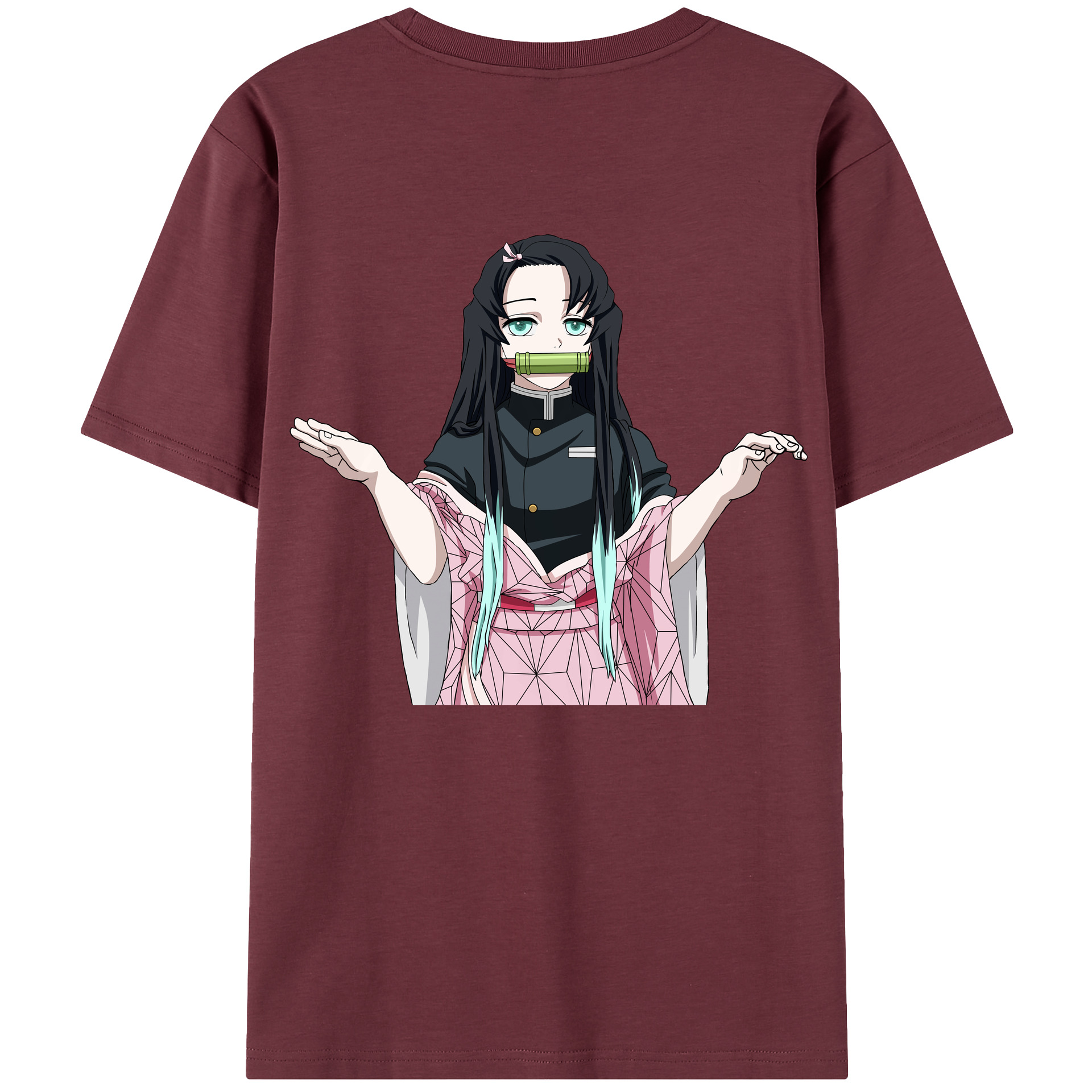 （画像用） 鬼滅の刃（きめつのやいば）竈門 禰󠄀豆子／かまど ねずこ Kamado Nezuko 綿100％半袖Tシャツ（背面プリント）